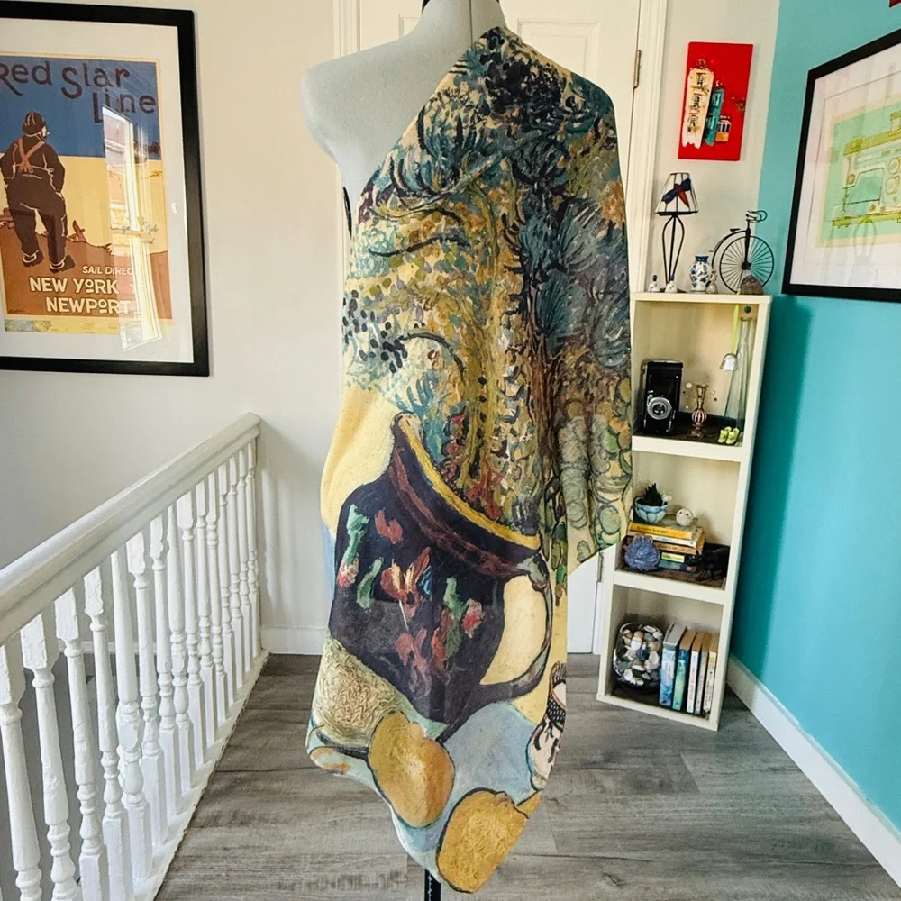 NEW without TAGS Vincent van Gogh Still Life Majolica Jug with Wildflowers Scarf